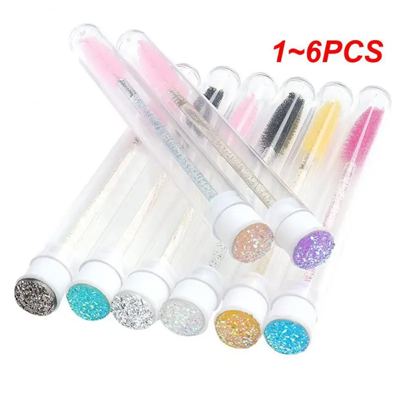 1~6PCS Mascara Wands Eyebrow Brush Dust-Proof Sparkling Bling Tube Disposable Eyelash Brush Reusable Crystal Eyelash