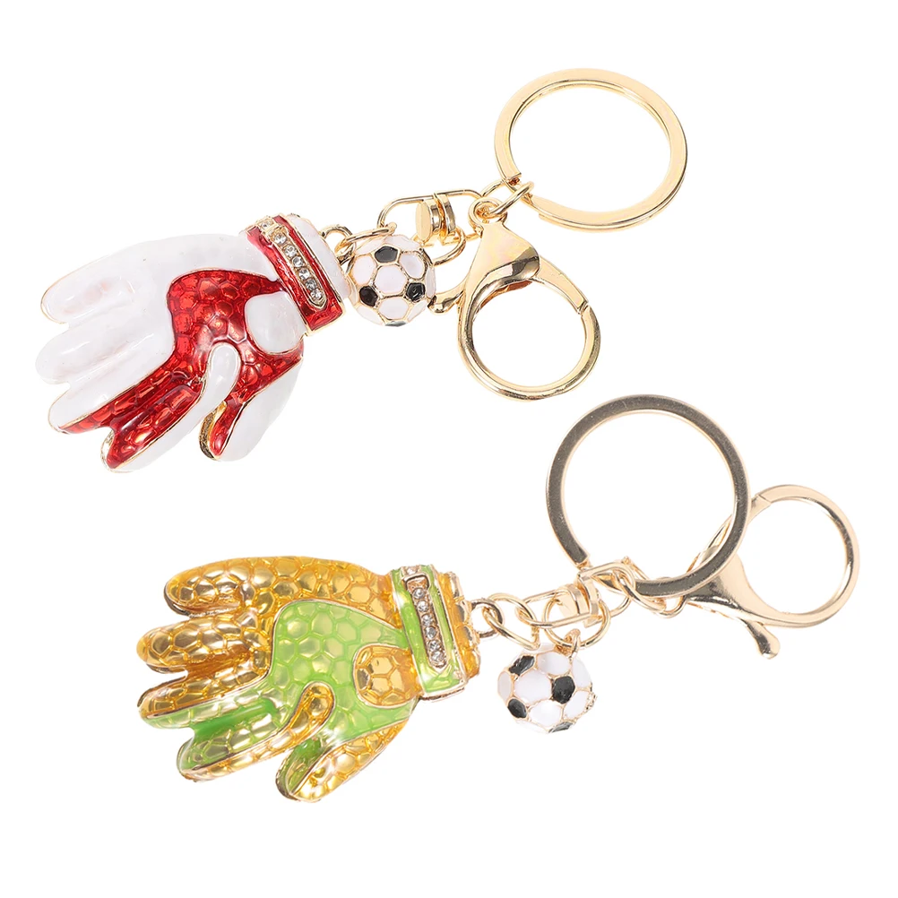 

2 Pcs Glove Keychain Gloves Carnival Reward Bagged Cute Soccer Metal Baseball Hanging Decorations Birthday