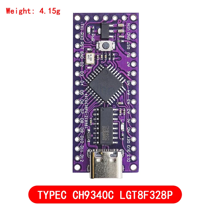 Micro USB para Arduino, Compatível com ATMEGA328, Nano V3.0, LGT8F328P, CH9340C, HT42B534-1, LGT8F328P, LQFP32, MiniEVB, Tipo-C