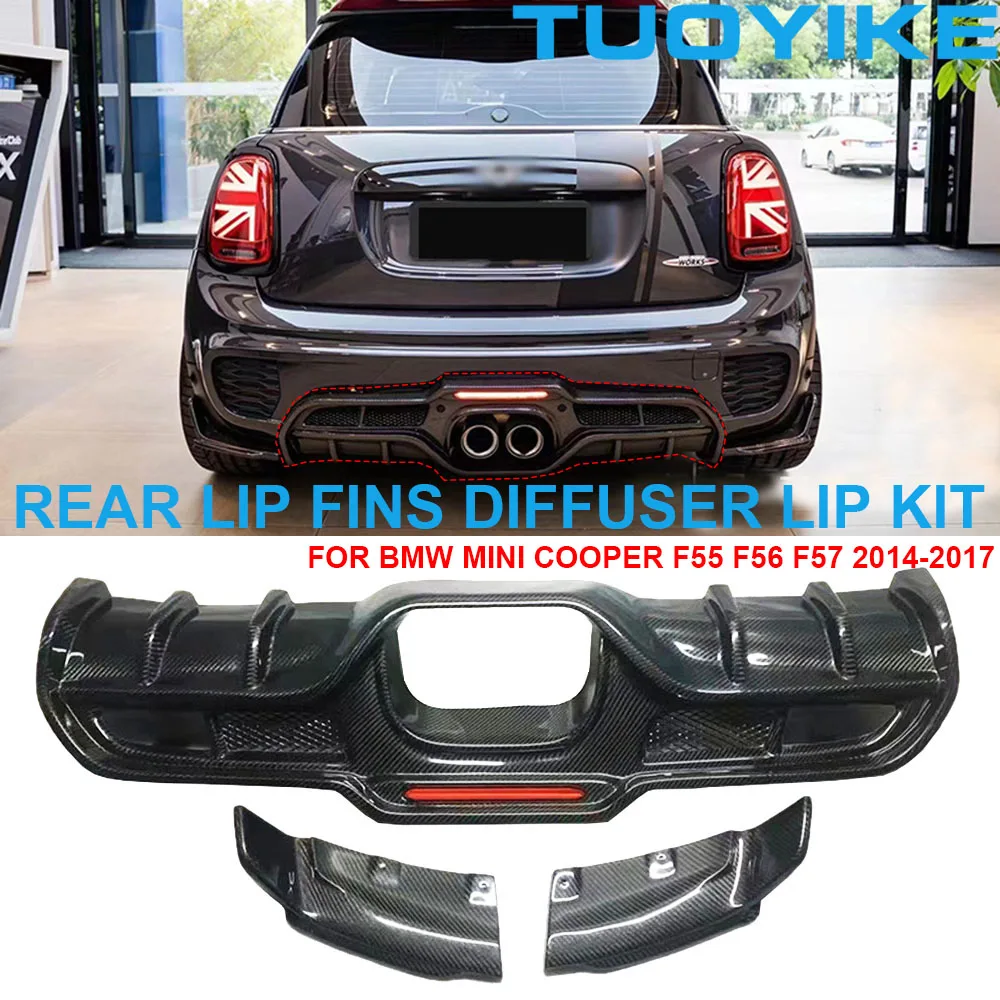 

Giomic Real Carbon Fiber Rear Diffuser Fins For Mini Cooper F55 F56 F57 JCW Lip Bumper Bar Retrofit Body Kit Spoiler 2014-2016