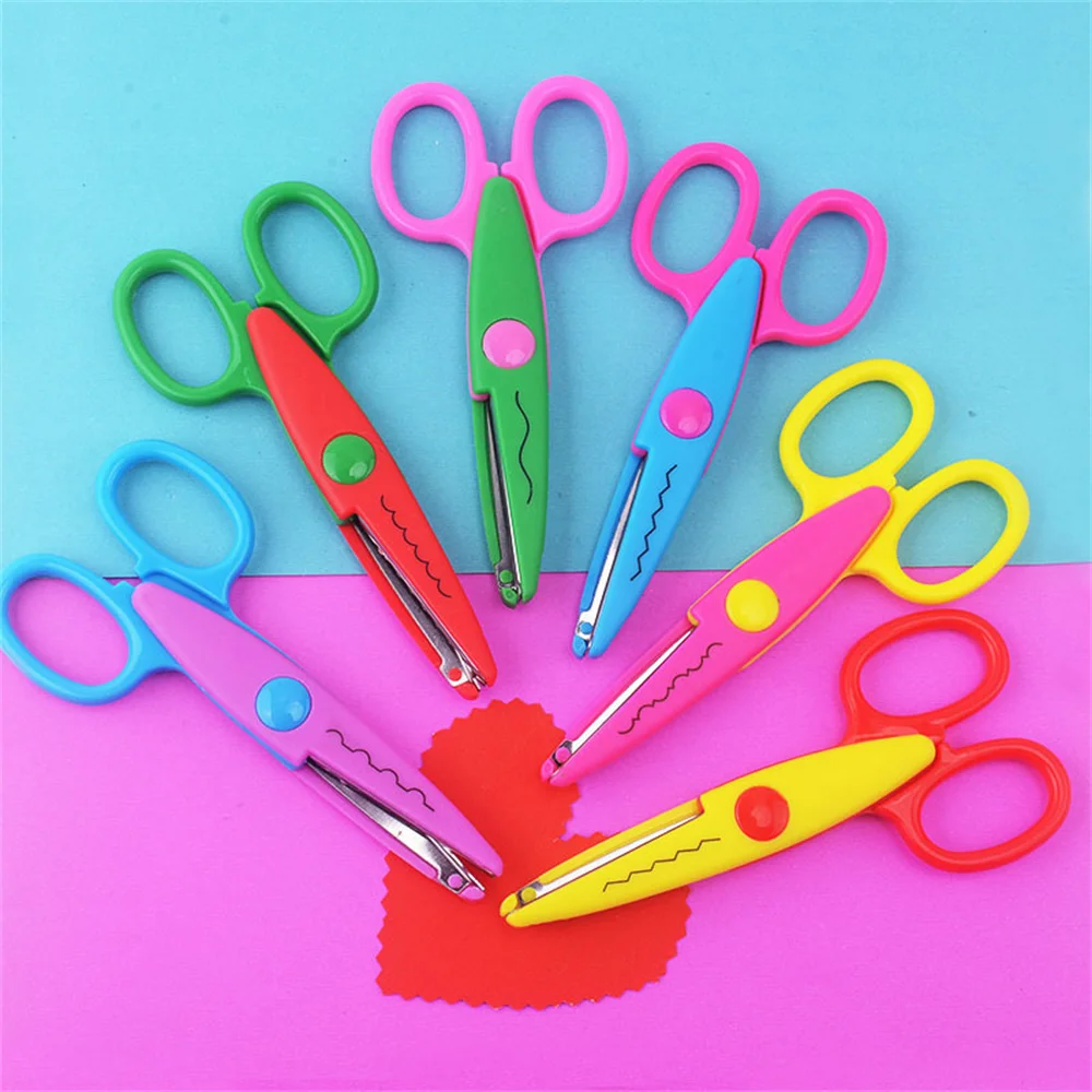 Children Paper Craft Scissors Cutting Patterns Curved Edges DIY Decorative Scissor for Scrapbook Album Photos Safe Paper Cutting