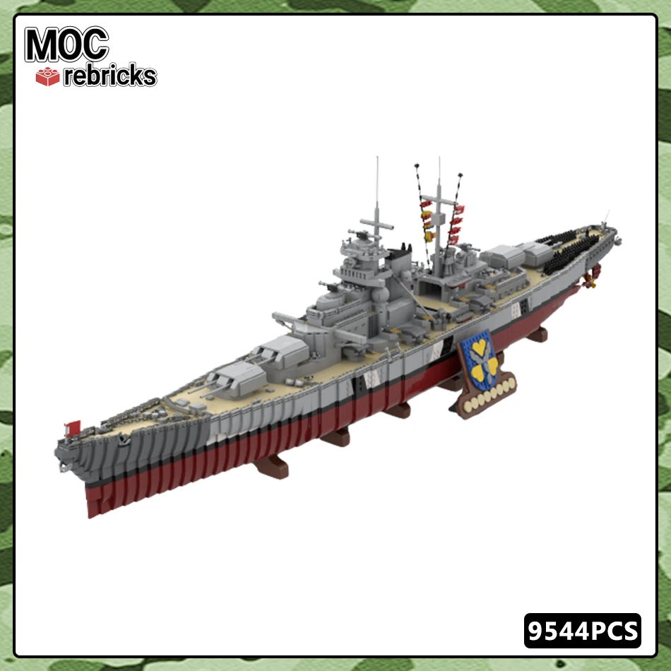 

MOC-84840 Military Battleship Bismarck Carrier Destroyer Warship Series DIY Model Building Block Christmas Children Gift 9544PCS