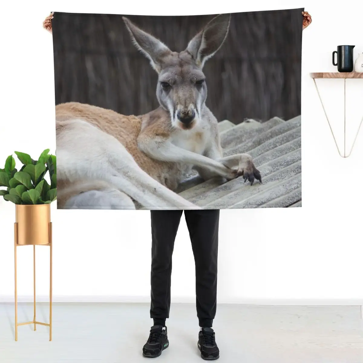 Red Kangaroo Throw Blanket Beautifuls Decoratives Loose Nap manga Flannels Blankets