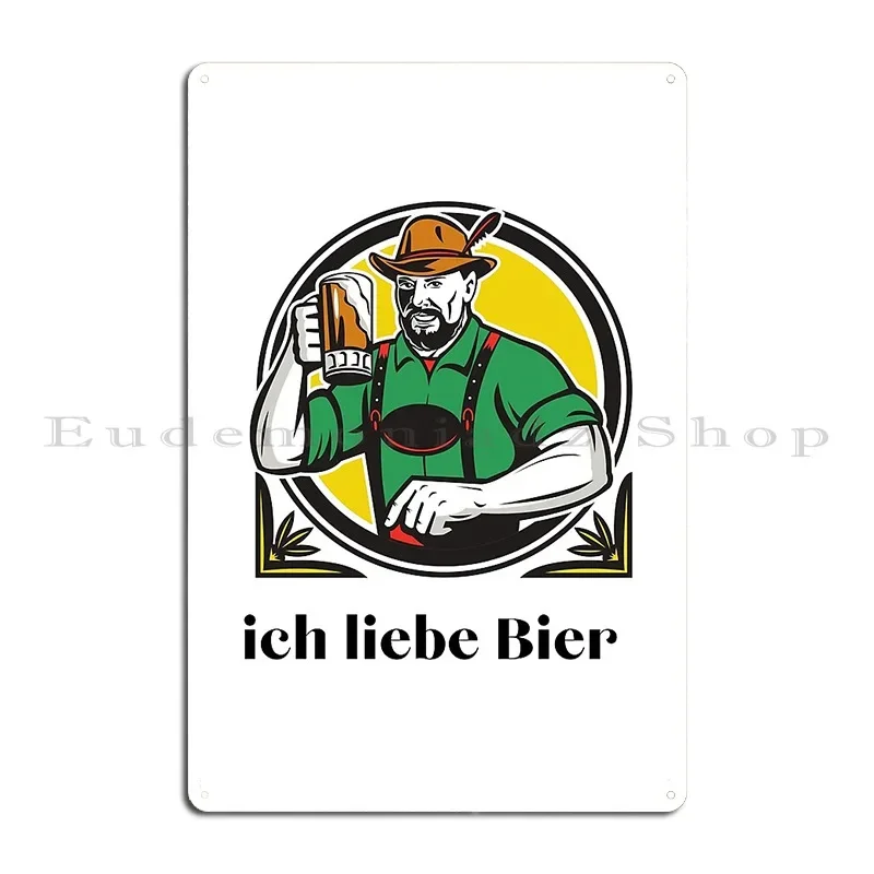 Ich Liebe Bier Metal Plaque Cinema Bar Living Room Printing Design Tin Sign Poster
