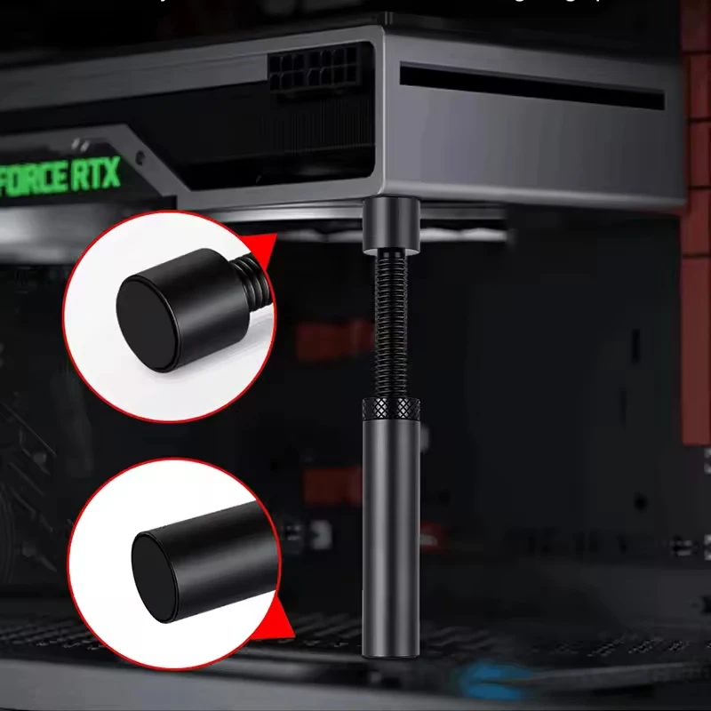 Support GPU en aluminium Support rotatif télescopique Vertical Support magnétique Support de carte vidéo Support de carte graphique Support 27-120mm