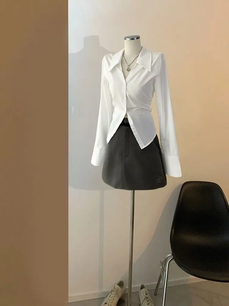 Slim Fit V-Ne irt Feminino Ele Design Versátil Sensation irt Cintura Acupendo Top Quali Material Casual Wear