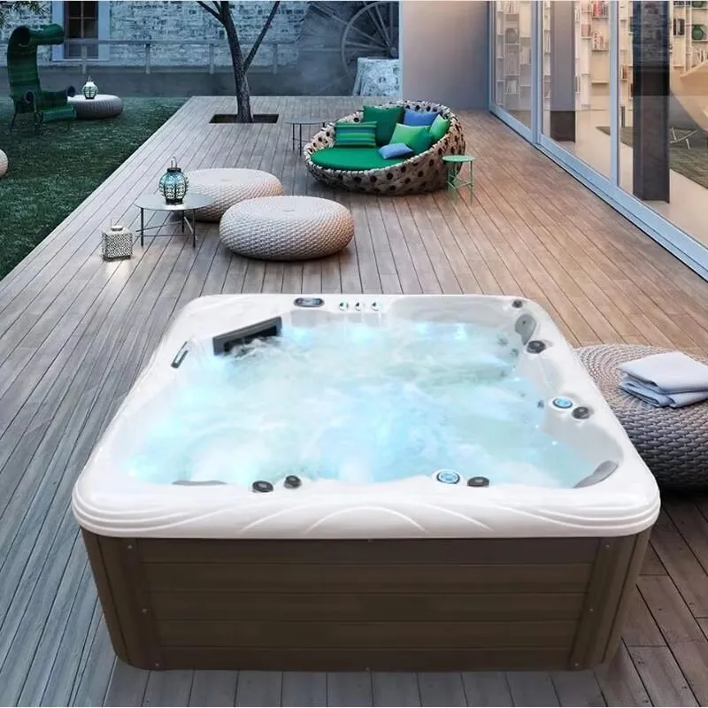 Plug and Play Spa Whirlpool Jacuzzi Massage Bathtub Hot Tub Hydrotherapy Acrylic 4 Person LED Light Ozone Filter System