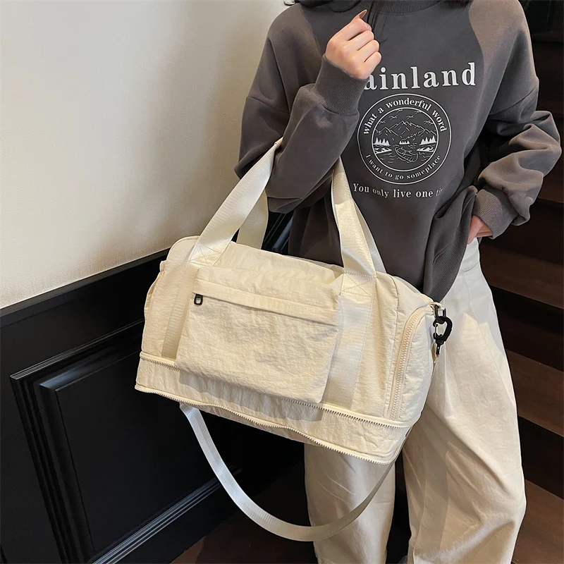 

Women Large Capacity Canvas Shoulder Bag Fashion Casual Tote Handbag Travel Crossbody Purse Lightweight Shopping Bag Solid Color