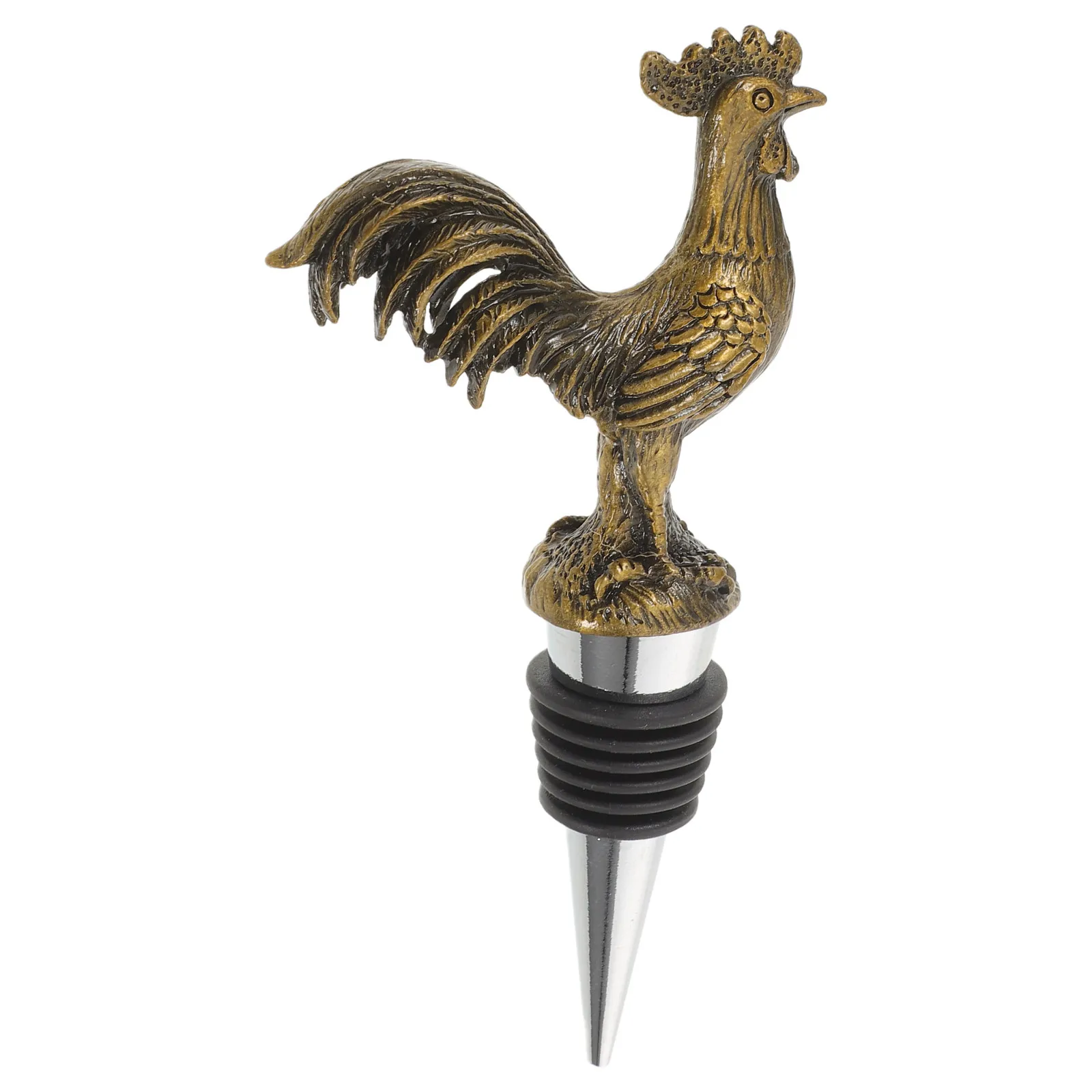 Metal Rooster Bottle Stopper Vintage Decorative Wine Plug Reusable Beverage Cap Wine Preserver Festival Party Bar Accessories