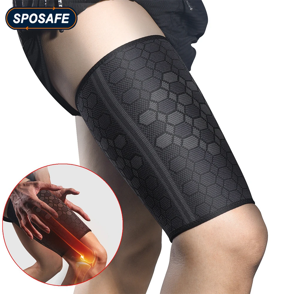 Sports Thigh Compression Sleeves Breathable Elastic Leg Support Muscle Strain Protector for Cycling Running Basketball Football