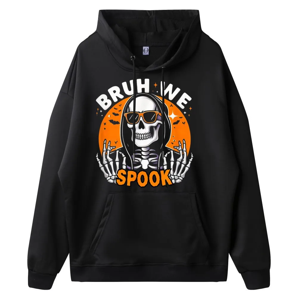 Special Mens Sweatshirt Halloween Shirt Boys Skeleton Bruh Funny Hoodies long Sleeve Normal Sweatshirt O Neck