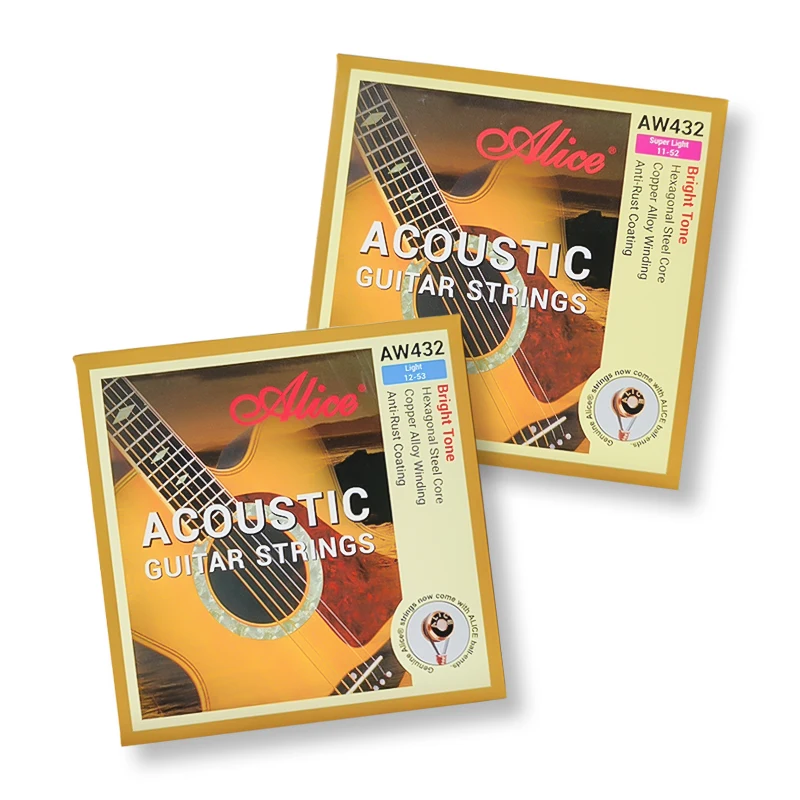 Alice Acoustic Guitar Strings AW432 .011-.052/ .012-.053 Copper Alloy Winding Standard Anti-Rust Coating Guitar Accessories