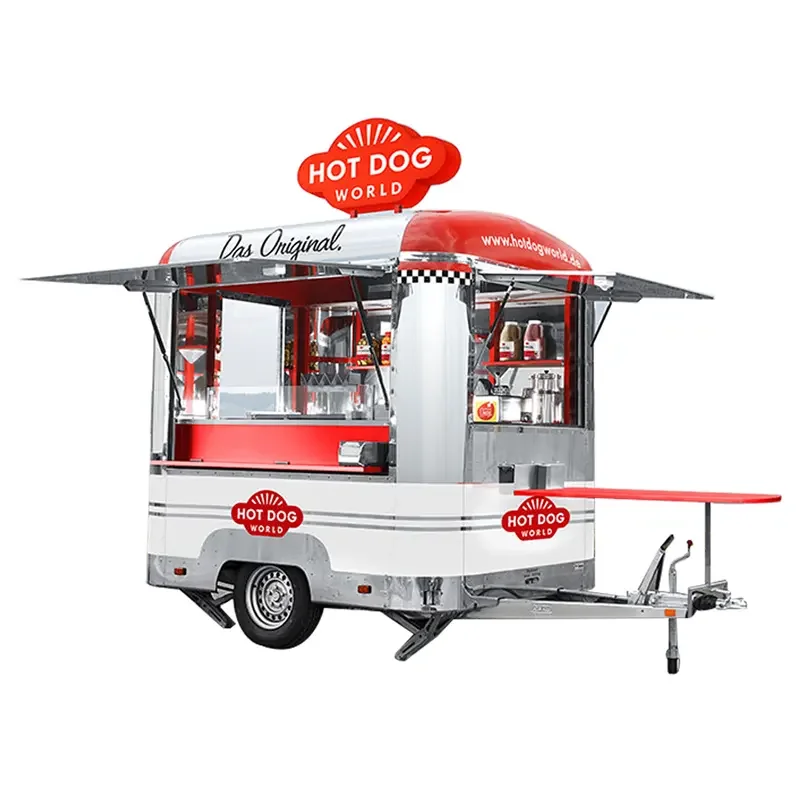 3M Black Color Fast Food Trailer Coffee Mobile Catering Food Vending Cart Trailer Scooter Pizza Ice Cream Truck Refrigerator