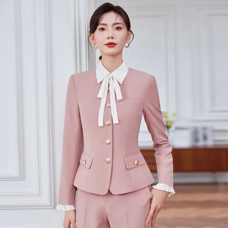 エレガントなスタイルのフォーマルな女性用ビジネススーツ、オフィスレディースパンツスーツ、ブレザーとパンツ付き、プロフェッショナルなキャリア用トラウザーズセット