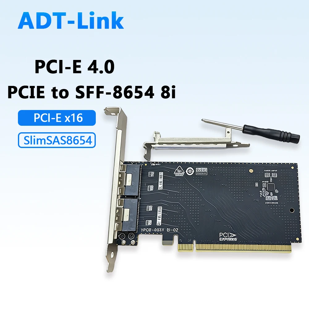 

PCI-E To Sff-8654 8i Riser Card PCIE 5.0 / 4.0 / 3.0 SlimSAS 8654 Extension Card External Solution Adapter Card for SSD GPU