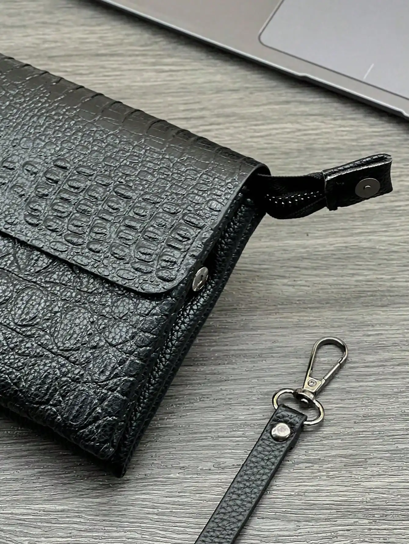 Fashion Crocodile Pattern Clutch Bag Business Portable Large Capacity Multifunctional Handbag Flap Zipper Clutch Bag