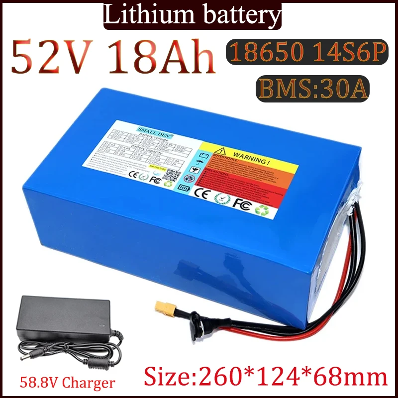 

52 В 18 Ач 14S6P 18650 литиевый аккумулятор встроенный BMS накопитель энергии резервный аккумулятор для электроинструмента 58,8 В литиевая батарея + зарядное устройство