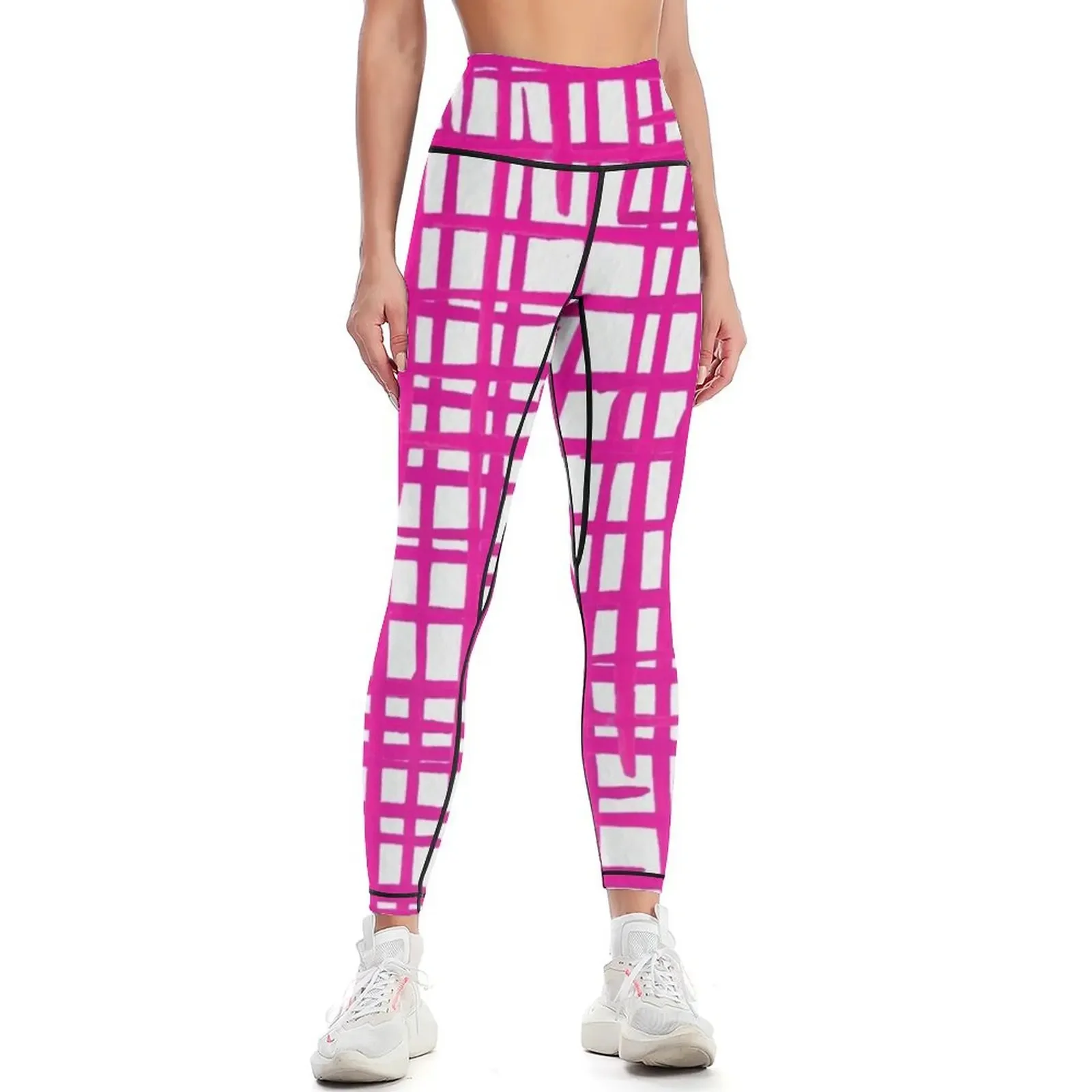 

Gouache abstract grid - magenta Leggings joggers for Women's tights legging push up sporty woman push up Womens Leggings