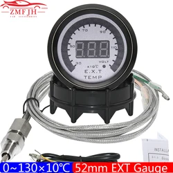 Digital 52mm ETG Auto Car 0~130×10℃ Exhaust Temp Gauge Exhaust Gas Temp Sensor with EXT Temperature Sensor Gasoline Engine 12V