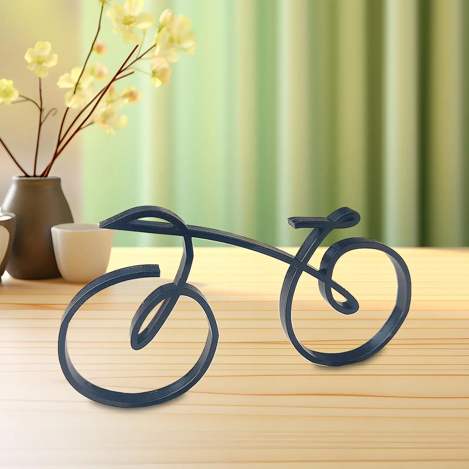 Bicycle Sculpture Wire Framed Crafts Black Art Decoration Mini Gift Ornament for