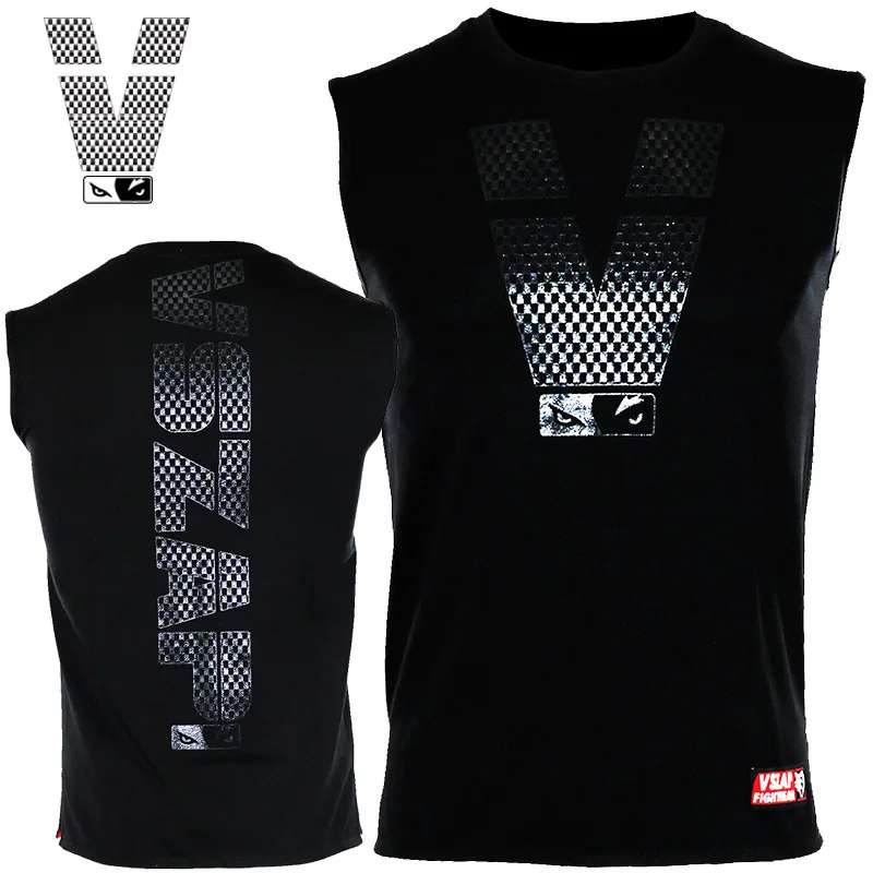 VSZAP Boxing MMA Jerseys  Sleeveless T-shirt Fitness Training Gym T Shirt Combat Fighting Wolf Running Muay Thai T Shirt