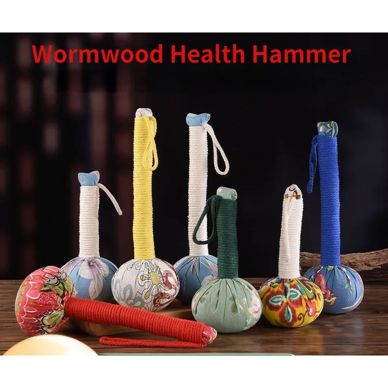 18/26cm Wormwood Health Hammer Beat Shoulder Neck Waist Body Dredging Relax Muscles Chinese Traditional Acupoint Massage Tool