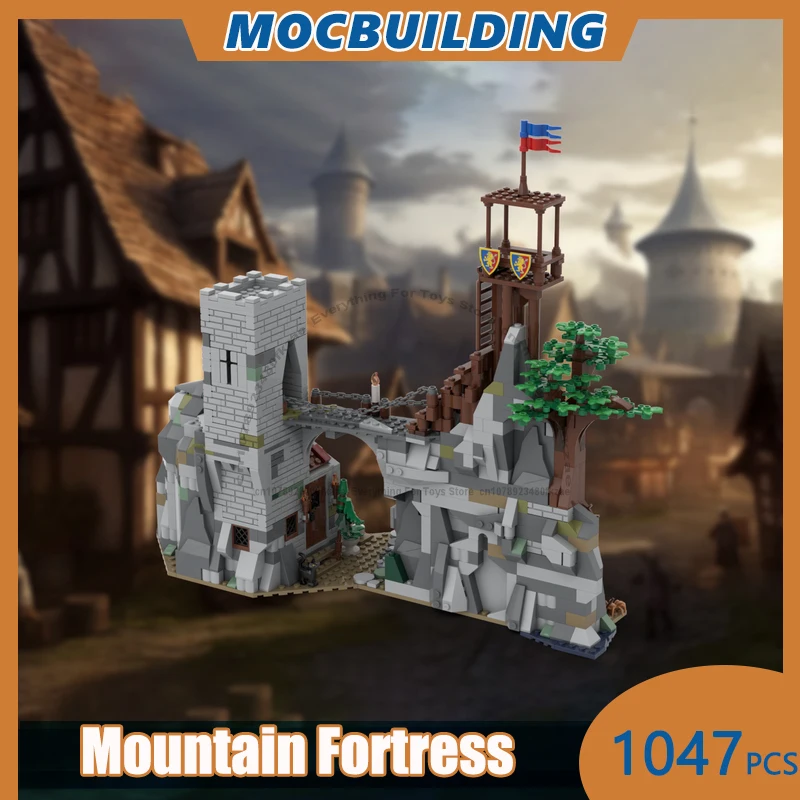 Mountain Fortress Castle Model MOC Building Blocks DIY Assemble Bricks Architecture View Collection Display Toys Gifts 1047PCS