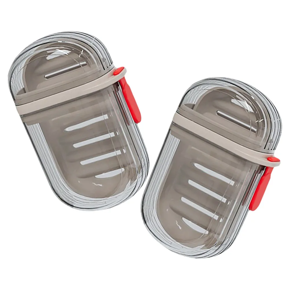 

2pcs Double Layer Draining Soap Holder Portable Travel Soap Box Leak Proof Square Dish Shower Container Washing Holder