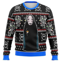 Anime No-Face Kaonashi Soot Sprite Graphic Ugly Christmas Pullover Men Women Warm Casual Winter Holiday Fashion Outfit Clothing