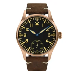 San Martin 41mm Cusn8 Bronze Pilot Watch NH35 Automatic Mechanical Men Watches Military Simple Sapphire 10Bar Leather Relojes