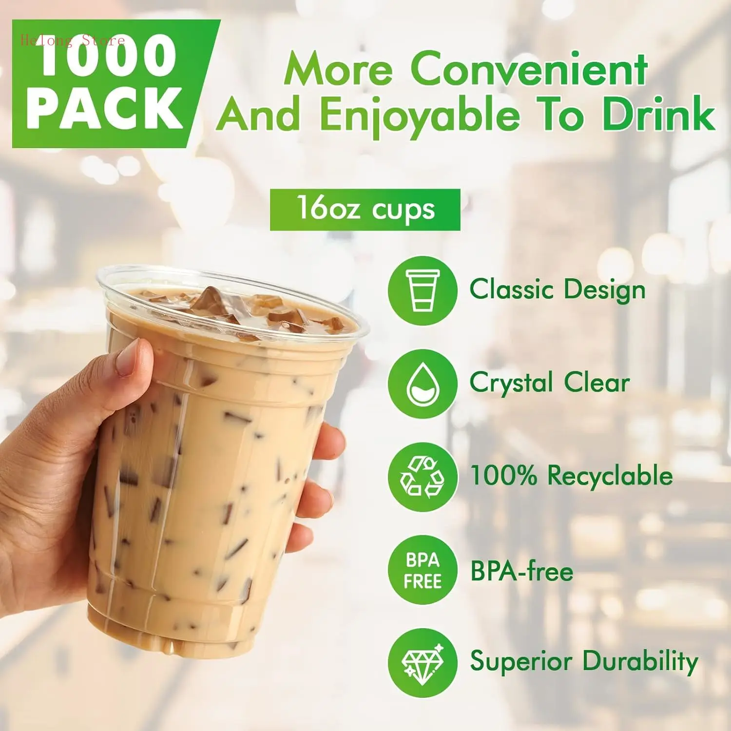 

1000 упаковок прозрачных пластиковых стаканчиков на 16 унций, одноразовые стаканчики для питья из ПЭТ, кристально прозрачные, идеально подходят для ледяного кофе, смузи, газировки