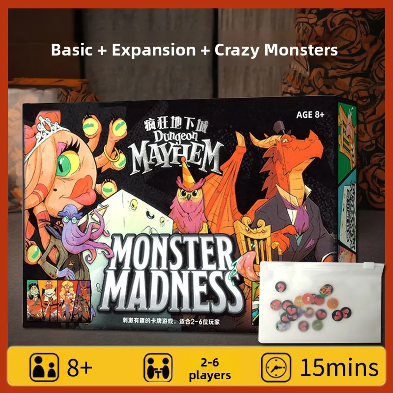 dungeon-mayhem-monster-party-version-chinoise-jeu-de-societe-26-cartes-crazy-dungeon-monster-show-marque-one-hundred-games