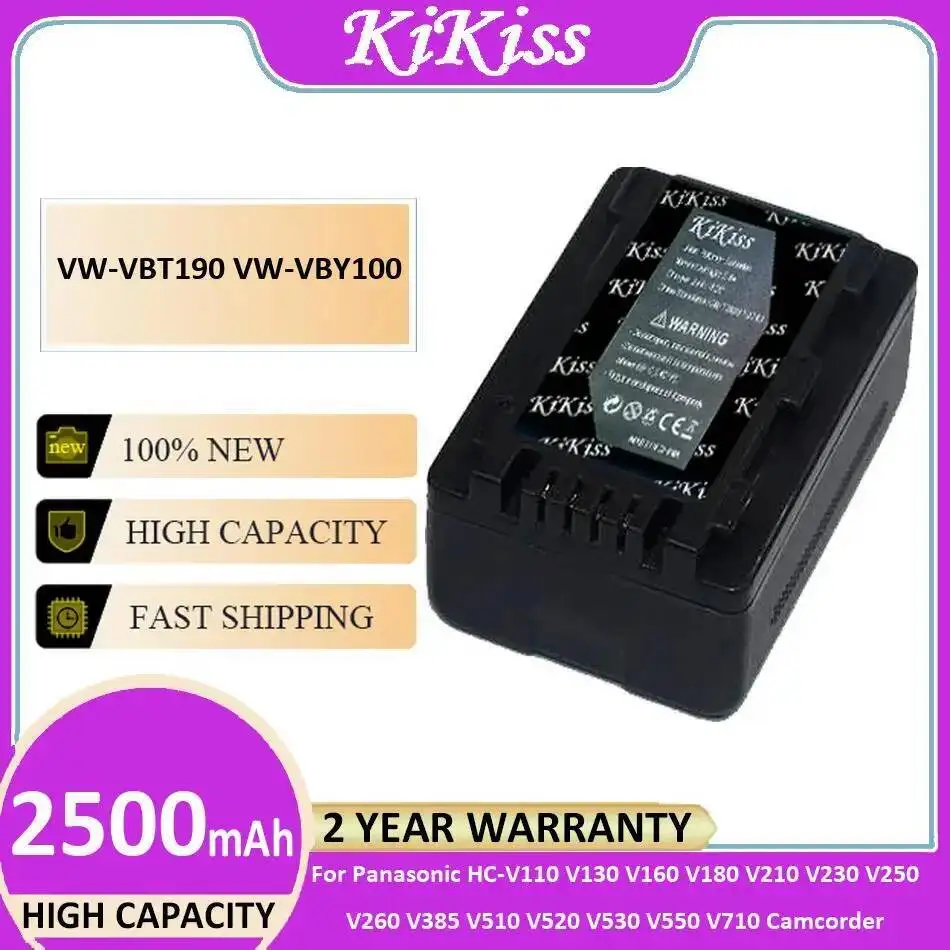 

Battery VW-VBT190 VW-VBY100 For Panasonic HC-V110 V130 V160 V180 V210 V230 V250 V260 V385 V510 V520 V530 V550 V710 Camcorder