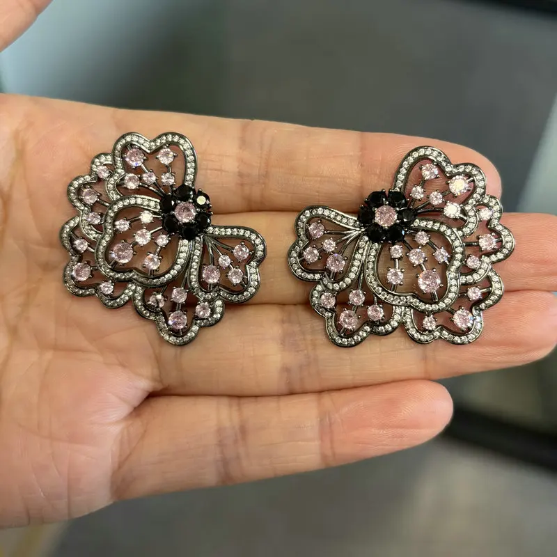 Bilincolor Vintage Pink Flower Earring for Women