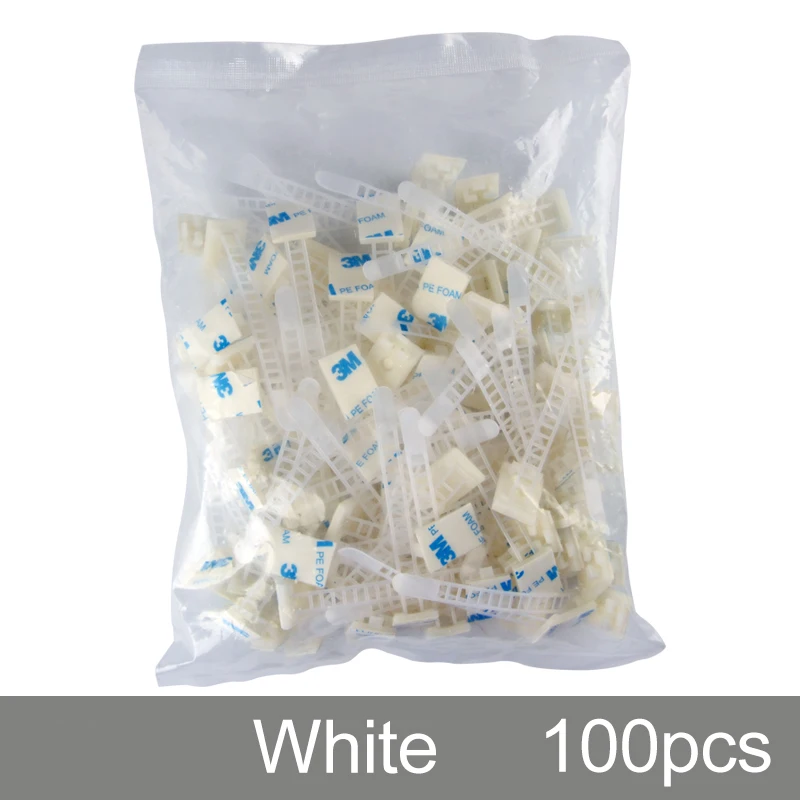 20/100 قطعة رباط للكابل جبل مقاطع قابلة للتعديل حزام ذاتي اللصق إصلاح حامل البلاستيك شبكة سلك سلك الطاقة سيارة المنظم المشبك #5