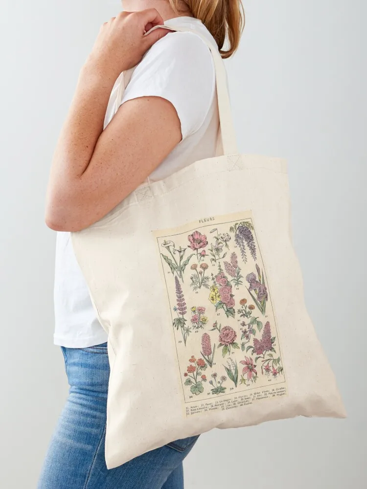 

vintage flower diagram Tote Bag shopping cart bags eco bag folding personalized tote bag Big women