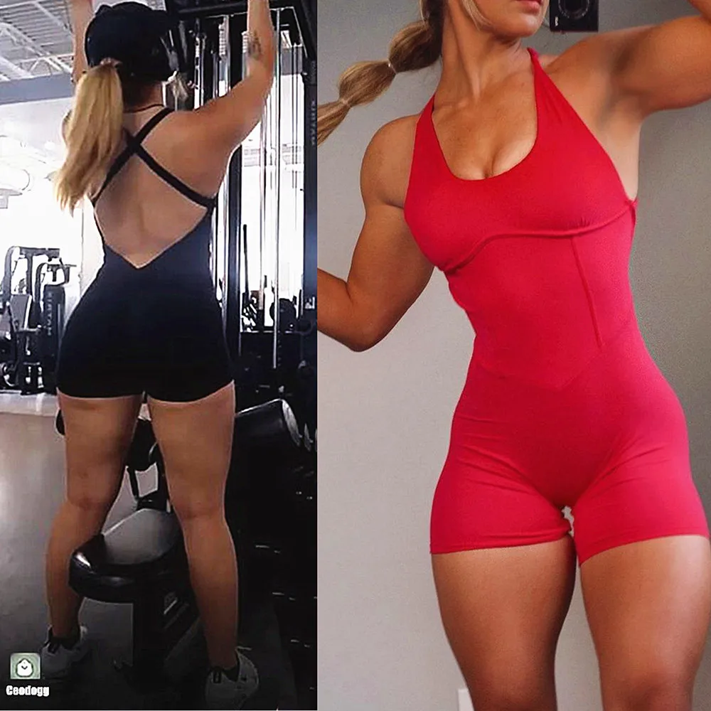 2024 Pad Nylon Women Bodysuit Fitness Suede Yoga Set High Waist V Butt One-Piece Shorts Set Gym Sports Push Up Jumpsuit