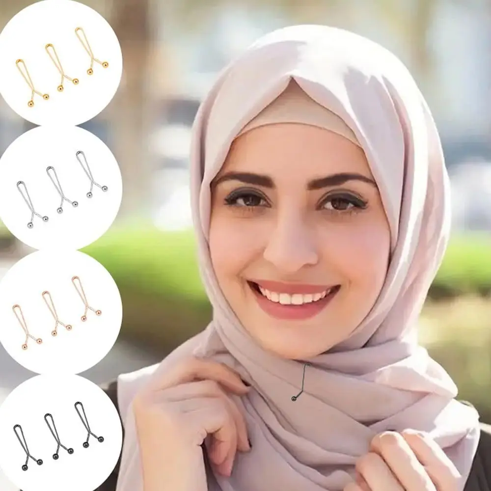 Exquisite No-Snag Hijab Clip Alloy High Quality Scarf Buckle Fixing Scarf or Headscarf with Faux Pearls U-Shaped Scarf Clip