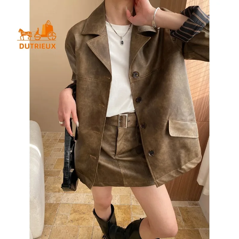 

2025 New Autumn Women's Fashion Short Genuine Leather Jacket, 100% Genuine Sheepskin, Casual and Simple Coat for Women