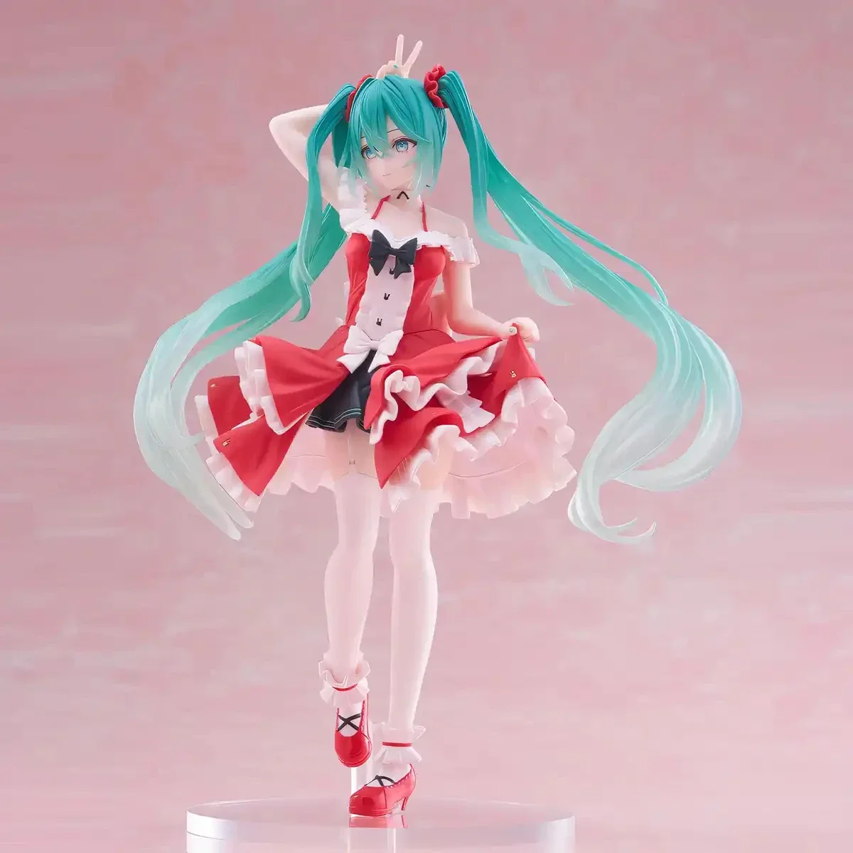 ตุ๊กตาขยับแขนขาได้ Hatsune Miku แท้18ซม. โมเดล Hatsune แฟชั่น Lolita PVC ของขวัญของเล่นเครื่องประดับตั้งโต๊ะสาวงาม