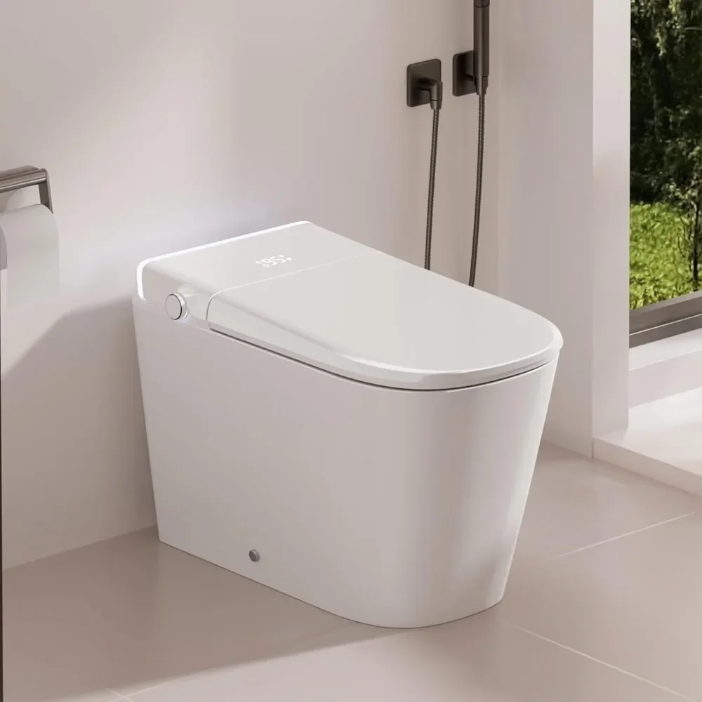 Smart Toilet with Bidet Built In, Bidet Toilet, Auto Flush, Auto Open & Close Lid, 64 Modes Vibe Light, Heated Seat, Warm