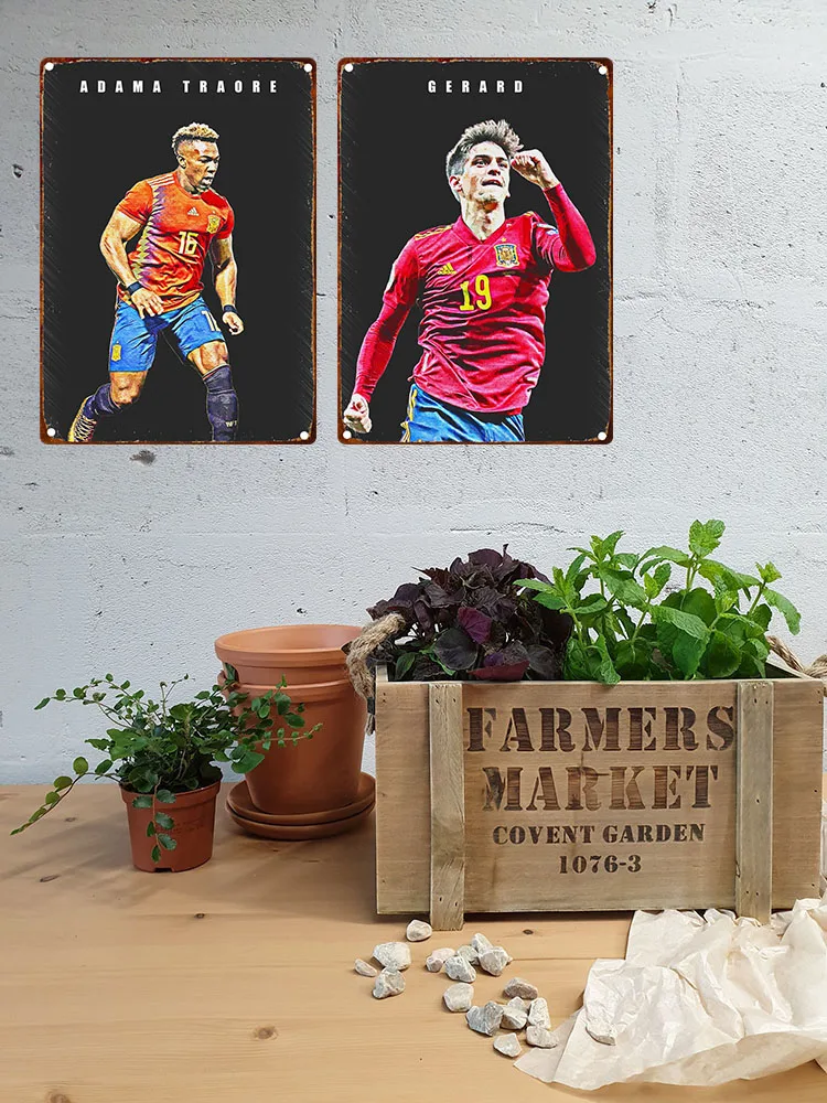 David De Gea and Dani Olmo Spain Sportsman Signs Tin Painting Metal Vintage Plaque Decoration Metal Wall Art Plate Home Decor