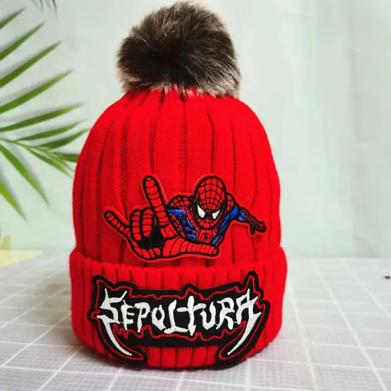 

Spiderman 1-10 years old autumn and winter children's hat men's and women's knitted hat plus velvet baby fashion woolen hat