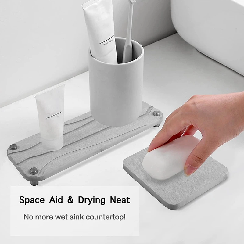 Diatomaceous Drying Rack Prevents Moisture Buildup,Instant Dry Sink Organizer Of Water Absorbing Stone