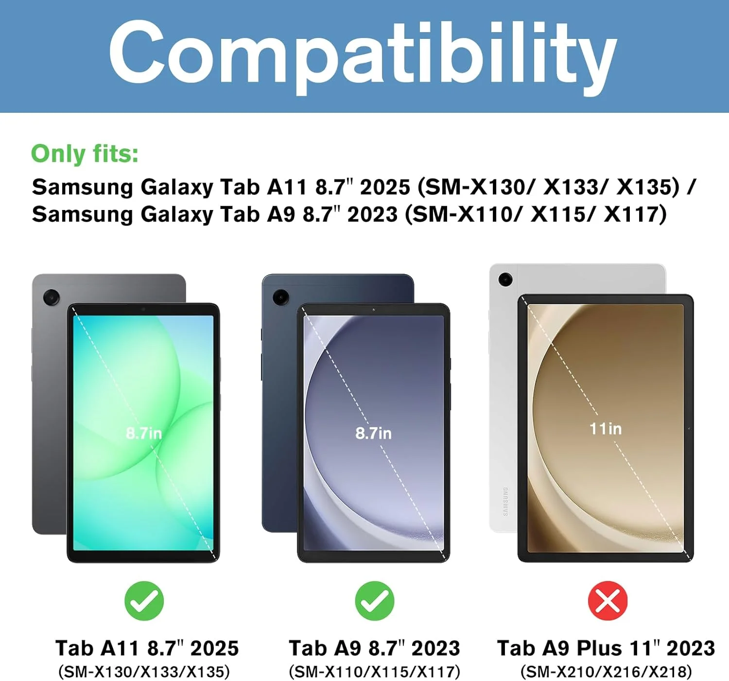 8.7 بوصة اللوحي الزجاج المقسى فيلم لسامسونج غالاكسي تاب A11 / A9 (8.7") 2025 2023 9H واضح المضادة للخدش حامي الشاشة #2