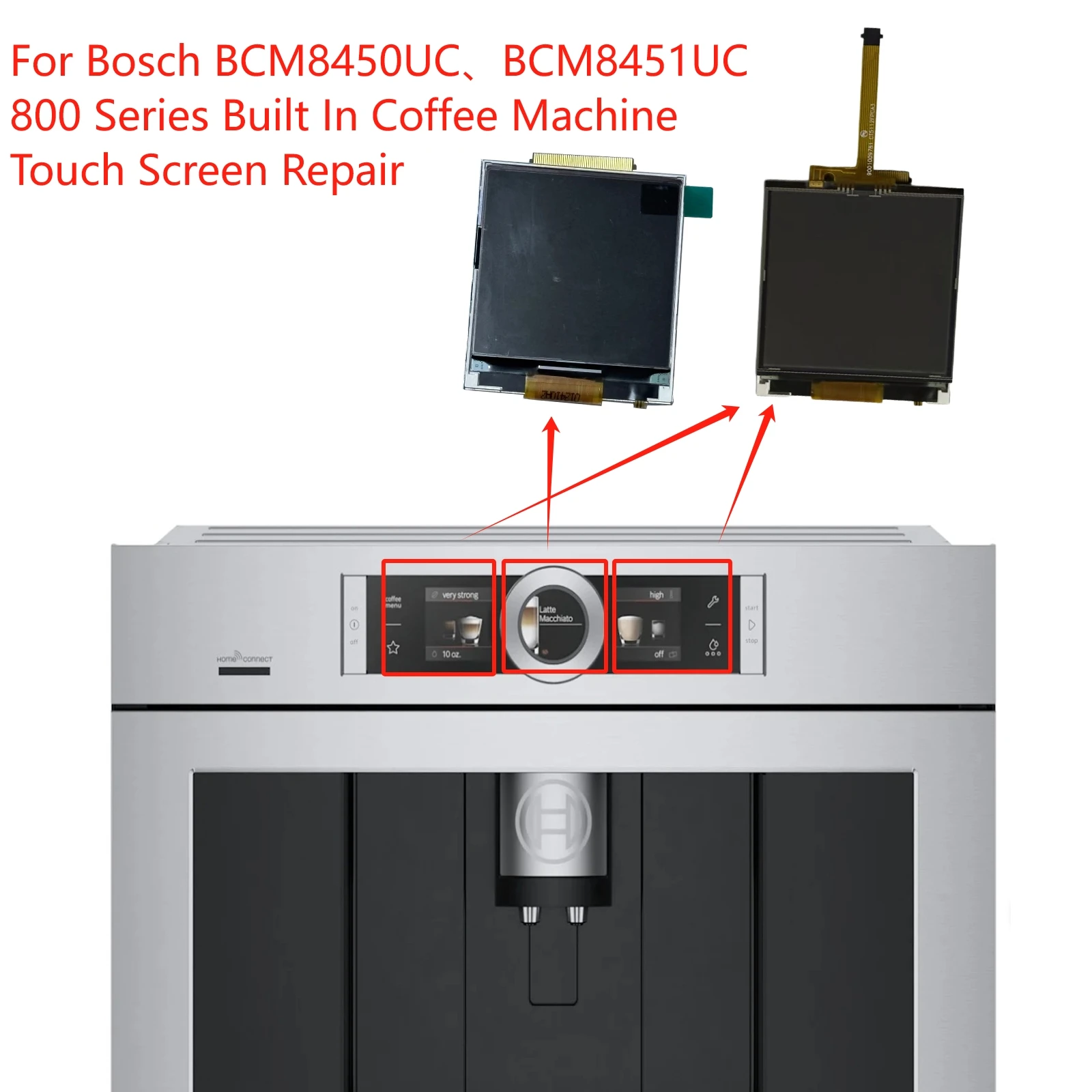 For BOSCH BCM8450UC BCM8451UC 800 Series Built In Coffee Machine Touch Screen LCD Display Replacement