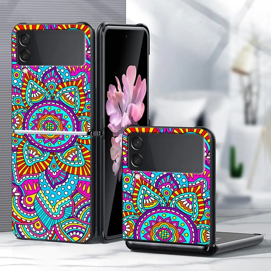 Phone Shell Funda Case for Samsung Galaxy Z Flip 8 Flip3 Flip4 Z Flip 7 6 5 4 3 Flip7 FE Flip5 Flip6 Mandala Rainbow Pattern