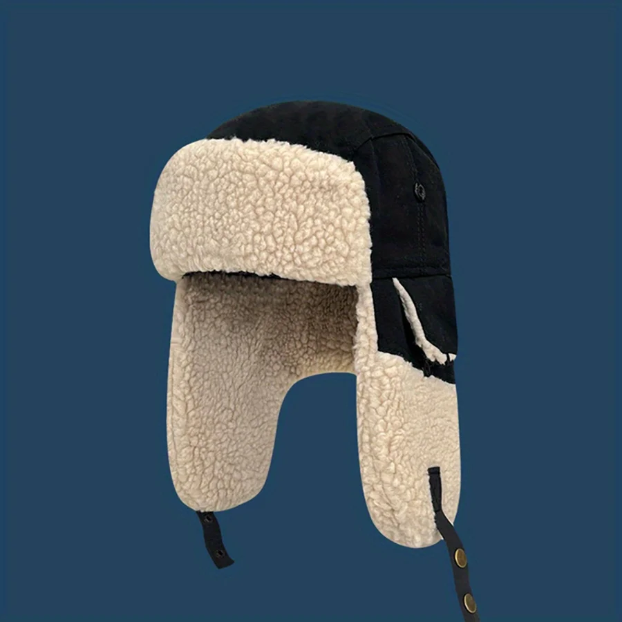 

Korean Retro Aviation Hat With Windproof Goggles Winter Warm Ear Protection For Men Women Outdoor Cycling Fashion
