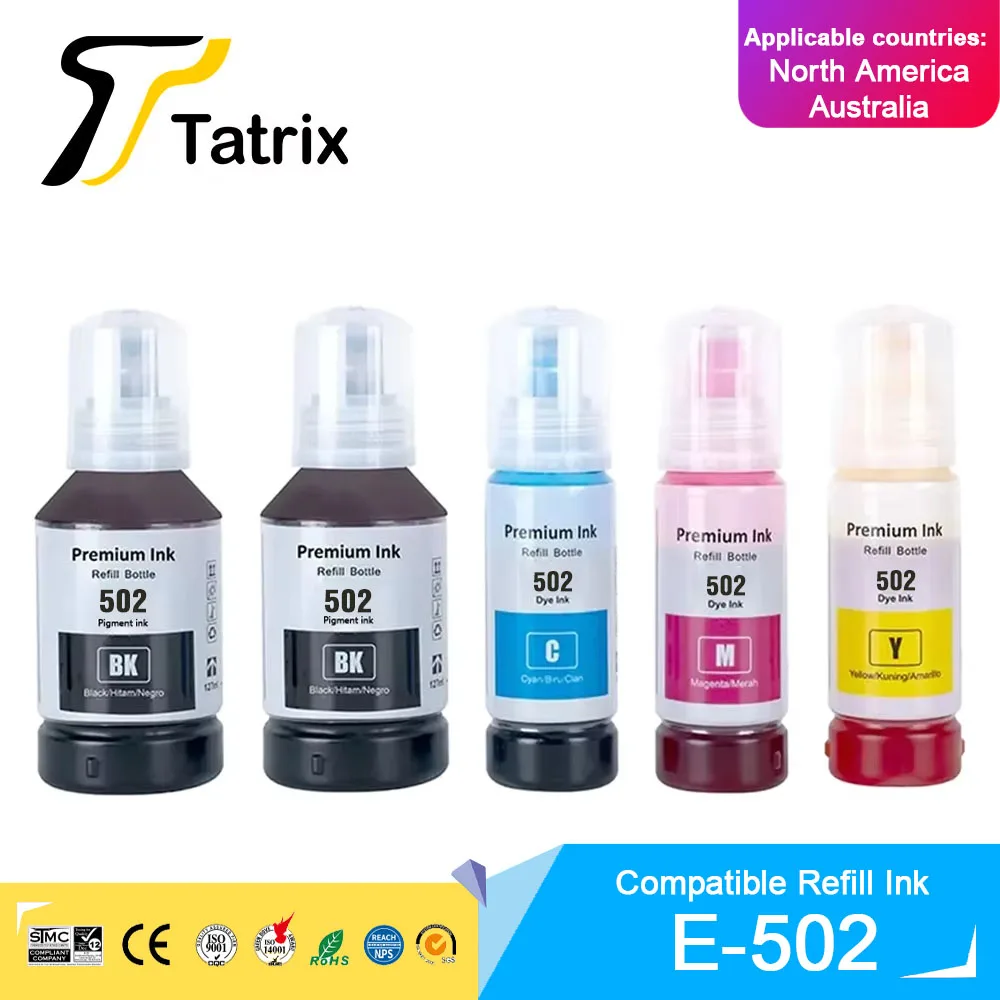 Tatrix Quality For Epson 502 T5021/T03K1 Refill Ink  For Epson ET-2700/ET-2750/ET-2760/ET-2850/ET-2950/ET-2980/ET-2988/ET-3700