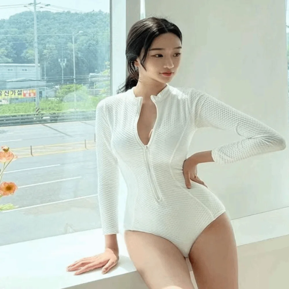 

Дизайн с контролем живота Супер фея Цельный купальник с длинным рукавом Цельный солнцезащитный купальник с эффектом похудения Защита от солнца